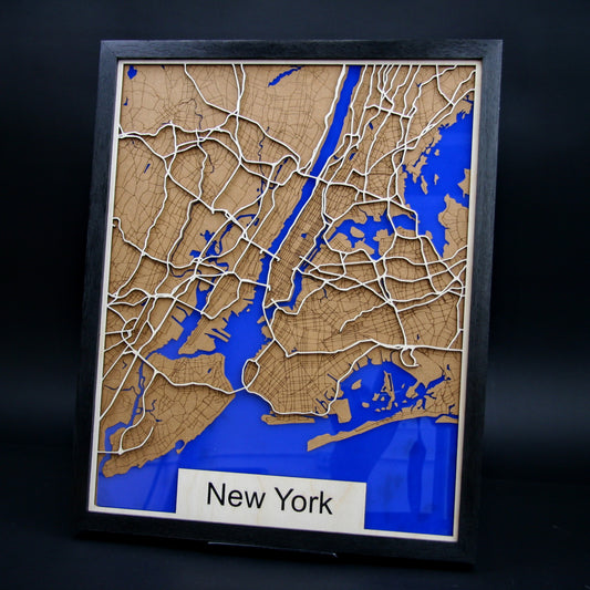 Wooden New York Map